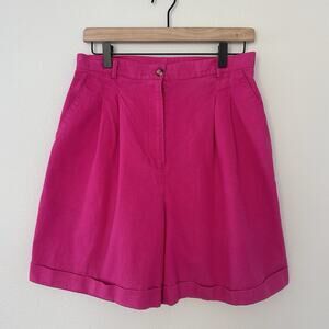Vintage 90s TOTO N KO Pink High Rise Shorts Sz 14 29" Cotton Ramie Preppy Retro